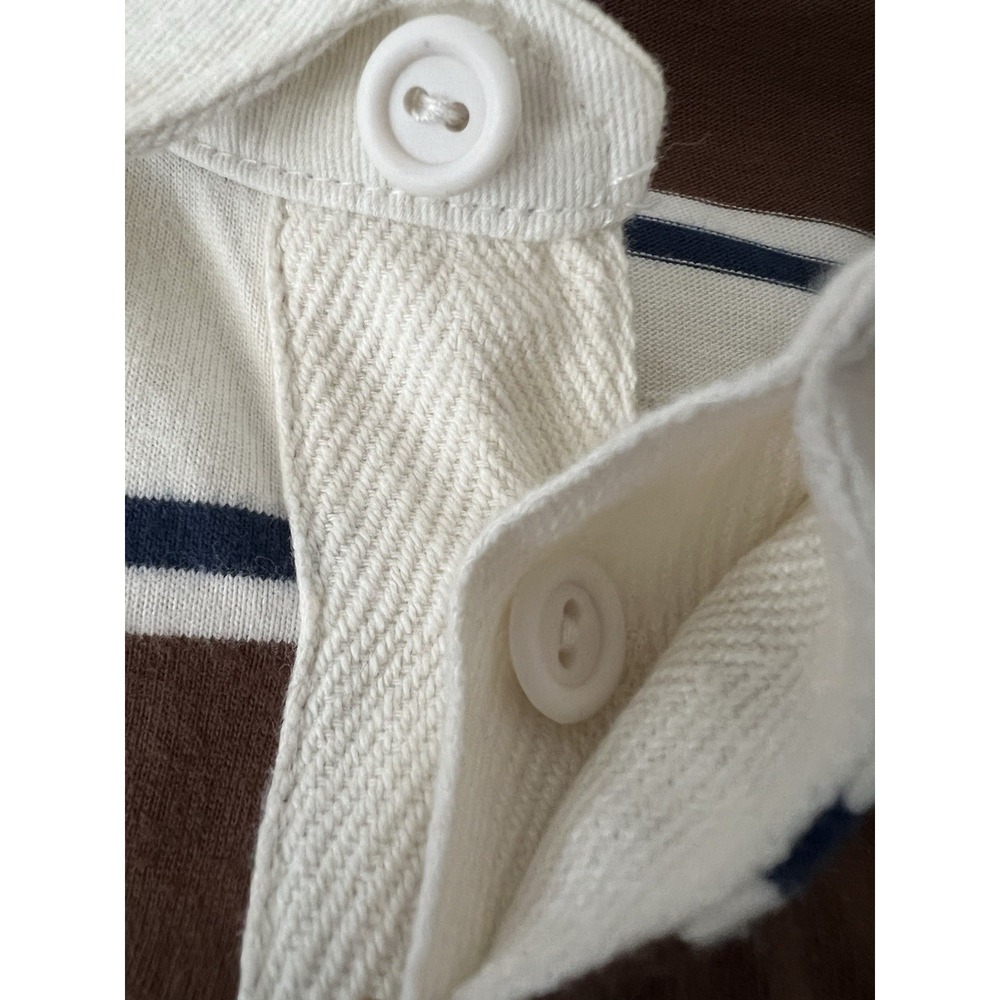Abercrombie & Fitch Rugby Oversized Polo Shirt Men's Medium Stripe Preppy Brown - Picture 14 of 14